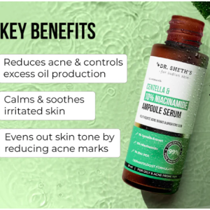 Dr. Sheth's Centella & 10% Niacinamide Face Serum | Oil & Sebum Control | Acne Scars, Acne Marks, Redness & Skin Irritation | Lightweight & Quick-Absorbing | Fades Discoloration & Improves Skin Texture | For All Skin Types | 30 ml Dr. Sheth's Centella & 10% Niacinamide Face Serum | Oil & Sebum Control | Acne Scars, Acne Marks, Redness & Skin Irritation | Lightweight & Quick-Absorbing | Fades Discoloration & Improves Skin Texture | For All Skin Types | 30 ml