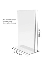 Car Desk/Table Top Sri Ratan Tata Acrylic T-Style Photo Stand - 2.5x3.5 Inches, Compact and Stylish Spiritual Display, easily change 2 photos ( Pack of 1 )