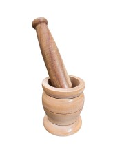 Wooden Mortar and Pestle Set (Ohkli Musal/Hamal Dista/Kharal/Khalbatta) 3.5X6.5 Inch â€“ Handcrafted Grinder for Spices & Herbs â€“ Traditional Kitchen Tool for Mixing and Grinding