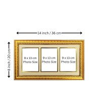 Spiritual Framed Photo of Sri Ramakrishna, Sarada Devi & Swami Vivekananda | Gold-Plated Divine Wall Decor for Home & Temple | Meditation & Inspiration Gift