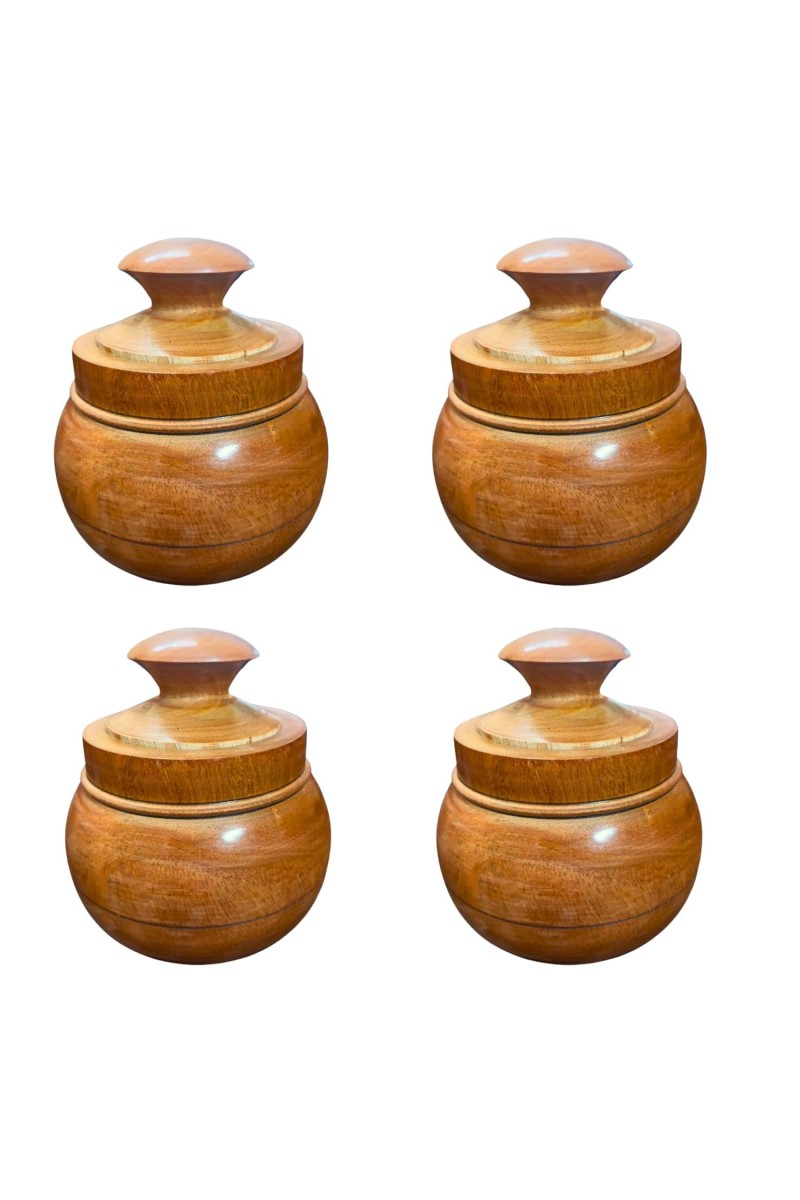 Handcrafted Wooden Jar with Lid | Multipurpose Storage Container for Kitchen, Sugar, salt,dry fruits & Home DÃ©coration (Pack of 4)