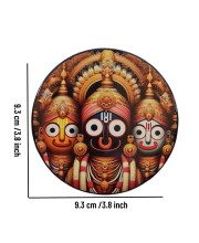 Stainless Steel Round Jagannath Balabhadra Subhadra Fridge Magnet | Devotional & Decorative Refrigerator Magnet for Home & Office | Pack of 1