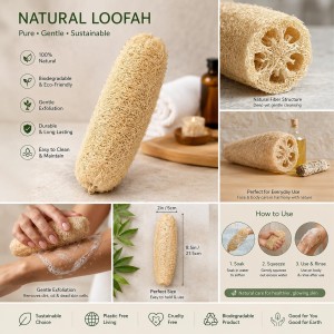 Natural Loofah Sponge for Bath & Body Scrubbing | Eco-Friendly Shower Scrubber for Skin Care & Cleaning (Pack of 2)