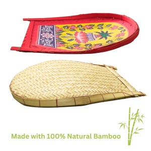 Handicrafts Bamboo Kulo Tray &ndash; Handmade & Hand-Painted Bamboo Soop/Basket for Puja, Home Decor, Storage & Gifting | Eco-Friendly Traditional Bengali Tray à¦¬à¦¾à¦à¦¶à§‡à¦° à¦•à§à¦²à§‹ (13 x 17 inch)