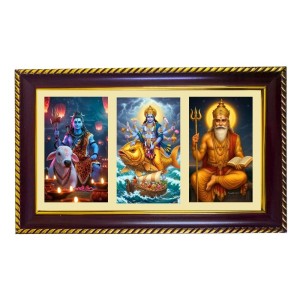 Shiva Vishnu-Bramha Photo Frame 10x6 Inch | Glossy Maroon Polystyrene Frame | Divine Wall & Table Decor | Temple Decoration & Gift Item (Pack Of 1) (F20880) Shiva Vishnu-Bramha Photo Frame 10x6 Inch | Glossy Maroon Polystyrene Frame | Divine Wall & Table Decor | Temple Decoration & Gift Item (Pack Of 1) (F20880)