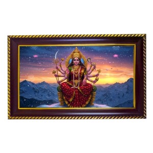 Mata Durga Photo Frame 8x4 Inch | Glossy Maroon Polystyrene Frame | Divine Wall & Table Decor | Temple Decoration & Gift Item (Pack Of 1) (F20380)