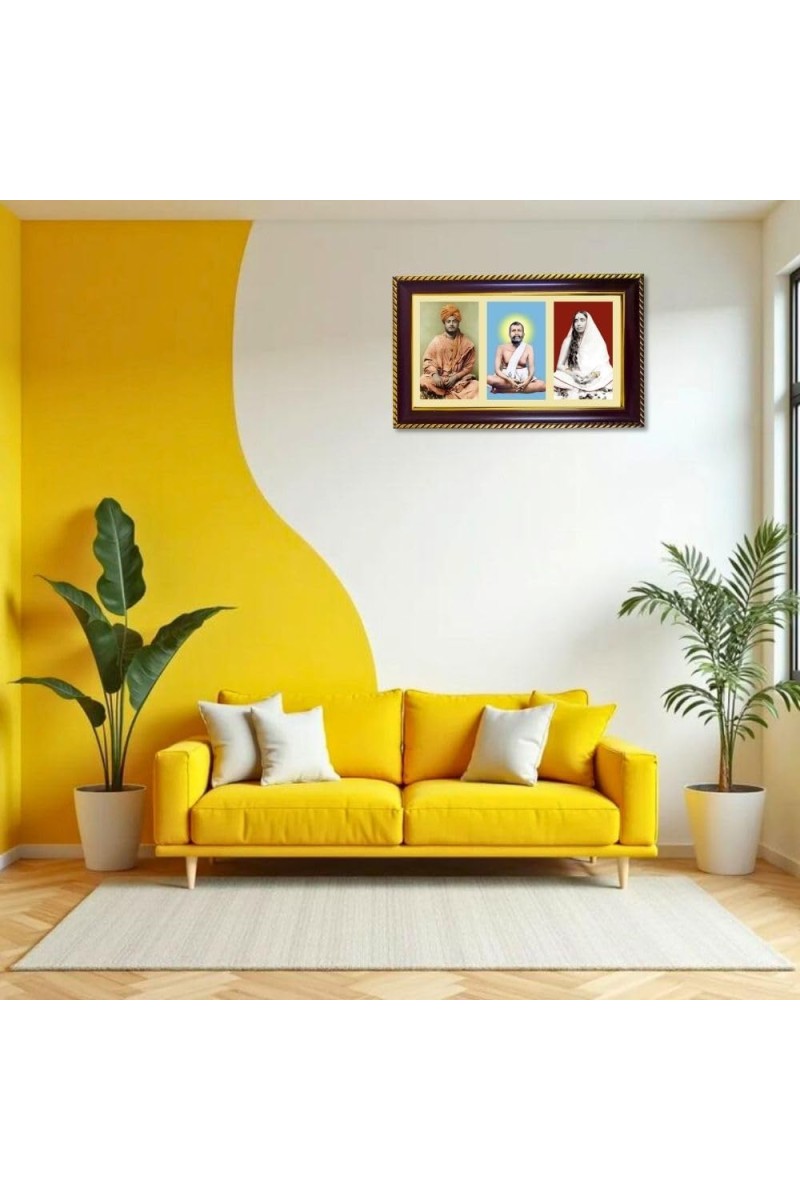 Swami Vivekananda Ramakrishna Paramhansa Sarada Photo Frame 10x6 Inch | Glossy Maroon Polystyrene Frame | Divine Wall & Table Decor | Temple Decoration & Gift Item (Pack Of 1) (F20982)