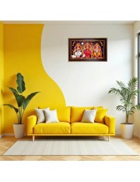 Lord Laxmi Ganesha Laxmi Photo Frame 8x4 Inch | Glossy Maroon Polystyrene Frame | Divine Wall & Table Decor | Temple Decoration & Gift Item (Pack Of 1) (F20160)