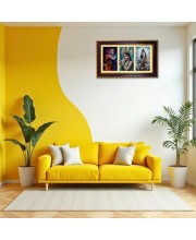 Ram-Sita-Durga Photo Frame 8x4 Inch | Glossy Maroon Polystyrene Frame | Divine Wall & Table Decor | Temple Decoration & Gift Item (Pack Of 1) (F20942)