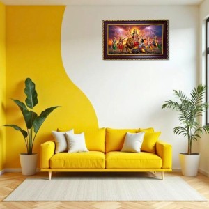 Mahishasur Vadh Photo Frame 8x4 Inch | Glossy Maroon Polystyrene Frame | Divine Wall & Table Decor | Temple Decoration & Gift Item (Pack Of 1) (F20252)