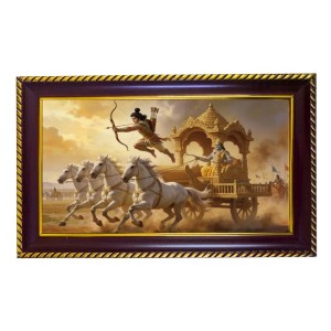Mhabharta Photo Frame 8x4 Inch | Glossy Maroon Polystyrene Frame | Divine Wall & Table Decor | Temple Decoration & Gift Item (Pack Of 1) (F20326)