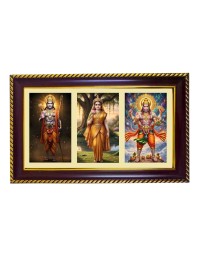 Ram-Sita-Hanuman Photo Frame 14x10 Inch | Glossy Maroon Polystyrene Frame | Divine Wall & Table Decor | Temple Decoration & Gift Item (Pack Of 1) (F20903)