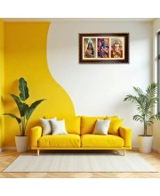 Radha-Krishna-Ganesha Photo Frame 12x8 Inch | Glossy Maroon Polystyrene Frame | Divine Wall & Table Decor | Temple Decoration & Gift Item (Pack Of 1) (F21308)