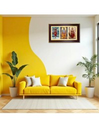 Shiva-Vishnu-Durga Photo Frame 8x4 Inch | Glossy Maroon Polystyrene Frame | Divine Wall & Table Decor | Temple Decoration & Gift Item (Pack Of 1) (F21379)