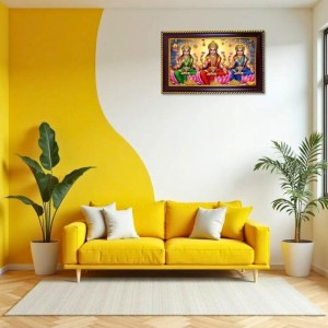 Mata Lakshmi Photo Frame 12x8 Inch | Glossy Maroon Polystyrene Frame | Divine Wall & Table Decor | Temple Decoration & Gift Item (Pack Of 1) (F20461)