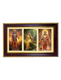 Ram-Sita-Hanuman Photo Frame 12x8 Inch | Glossy Maroon Polystyrene Frame | Divine Wall & Table Decor | Temple Decoration & Gift Item (Pack Of 1) (F21331)