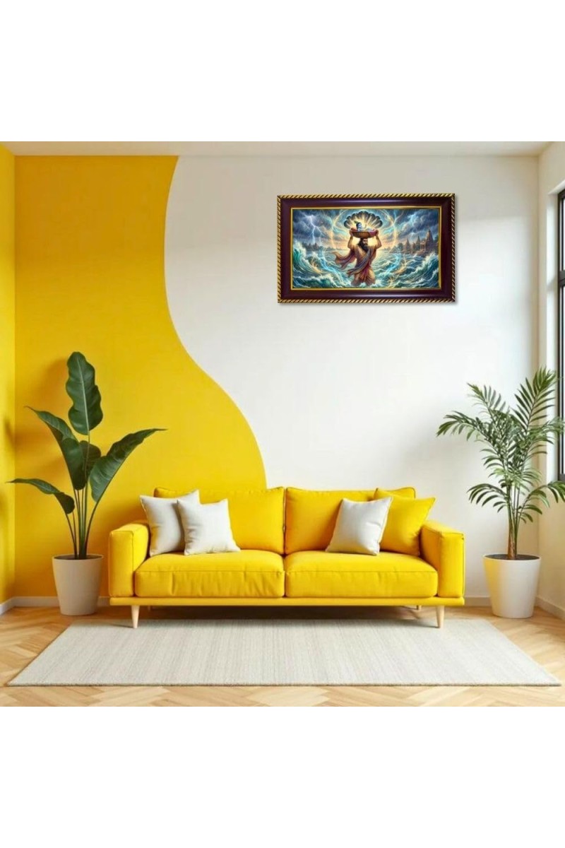 Vasudeev KRISHNA Photo Frame 8x4 Inch | Glossy Maroon Polystyrene Frame | Divine Wall & Table Decor | Temple Decoration & Gift Item (Pack Of 1) (F20276)