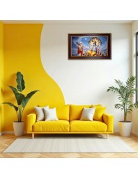 Lord Vishnu & Narad Muni Photo Frame 8x4 Inch | Glossy Maroon Polystyrene Frame | Divine Wall & Table Decor | Temple Decoration & Gift Item (Pack Of 1) (F20475)