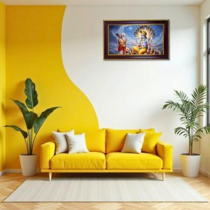 Lord Vishnu & Narad Muni Photo Frame 8x4 Inch | Glossy Maroon Polystyrene Frame | Divine Wall & Table Decor | Temple Decoration & Gift Item (Pack Of 1) (F20475)