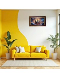 Bramha Vishnu Mahesh Photo Frame 8x4 Inch | Glossy Maroon Polystyrene Frame | Divine Wall & Table Decor | Temple Decoration & Gift Item (Pack Of 1) (F20188)
