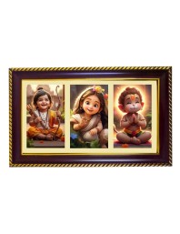 Ram-Sita-Hanuman Photo Frame 14x10 Inch | Glossy Maroon Polystyrene Frame | Divine Wall & Table Decor | Temple Decoration & Gift Item (Pack Of 1) (F21243)