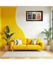 Shiva -Parvti-Ganesha Photo Frame 14x10 Inch | Glossy Maroon Polystyrene Frame | Divine Wall & Table Decor | Temple Decoration & Gift Item (Pack Of 1) (F21237)