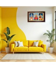 Vishnu-Laxmi-Narada Photo Frame 10x6 Inch | Glossy Maroon Polystyrene Frame | Divine Wall & Table Decor | Temple Decoration & Gift Item (Pack Of 1) (F20926)