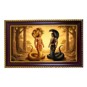 Vasuki And Takshaka Photo Frame 12x8 Inch | Glossy Maroon Polystyrene Frame | Divine Wall & Table Decor | Temple Decoration & Gift Item (Pack Of 1) (F20541) Vasuki And Takshaka Photo Frame 12x8 Inch | Glossy Maroon Polystyrene Frame | Divine Wall & Table Decor | Temple Decoration & Gift Item (Pack Of 1) (F20541)
