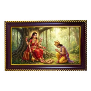 Mata Lakshmi Photo Frame 12x8 Inch | Glossy Maroon Polystyrene Frame | Divine Wall & Table Decor | Temple Decoration & Gift Item (Pack Of 1) (F20529) Mata Lakshmi Photo Frame 12x8 Inch | Glossy Maroon Polystyrene Frame | Divine Wall & Table Decor | Temple Decoration & Gift Item (Pack Of 1) (F20529)