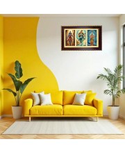 Shiva-Parvti-Murgan Photo Frame 12x8 Inch | Glossy Maroon Polystyrene Frame | Divine Wall & Table Decor | Temple Decoration & Gift Item (Pack Of 1) (F21003)