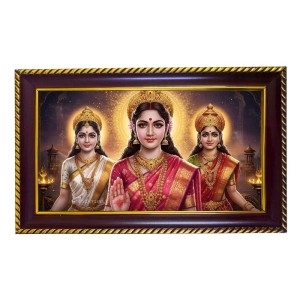 TriDevi Photo Frame 8x4 Inch | Glossy Maroon Polystyrene Frame | Divine Wall & Table Decor | Temple Decoration & Gift Item (Pack Of 1) (F20143)