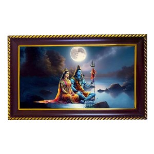Lord Shiva Photo Frame 10x6 Inch | Glossy Maroon Polystyrene Frame | Divine Wall & Table Decor | Temple Decoration & Gift Item (Pack Of 1) (F20555)