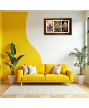 Shiva-Vishnu-Parvti Photo Frame 12x8 Inch | Glossy Maroon Polystyrene Frame | Divine Wall & Table Decor | Temple Decoration & Gift Item (Pack Of 1) (F21345)