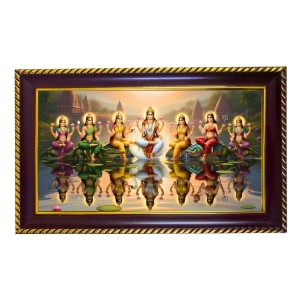 Ashta Lakshmi Photo Frame 14x10 Inch | Glossy Maroon Polystyrene Frame | Divine Wall & Table Decor | Temple Decoration & Gift Item (Pack Of 1) (F20465)