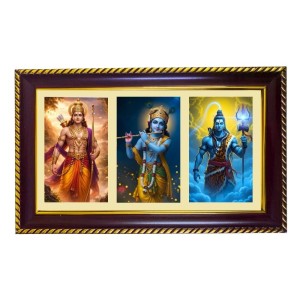 Vishnu-Krishna-Shiva Photo Frame 10x6 Inch | Glossy Maroon Polystyrene Frame | Divine Wall & Table Decor | Temple Decoration & Gift Item (Pack Of 1) (F21437) Vishnu-Krishna-Shiva Photo Frame 10x6 Inch | Glossy Maroon Polystyrene Frame | Divine Wall & Table Decor | Temple Decoration & Gift Item (Pack Of 1) (F21437)