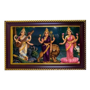 Tridevi Photo Frame 8x4 Inch | Glossy Maroon Polystyrene Frame | Divine Wall & Table Decor | Temple Decoration & Gift Item (Pack Of 1) (F20257)