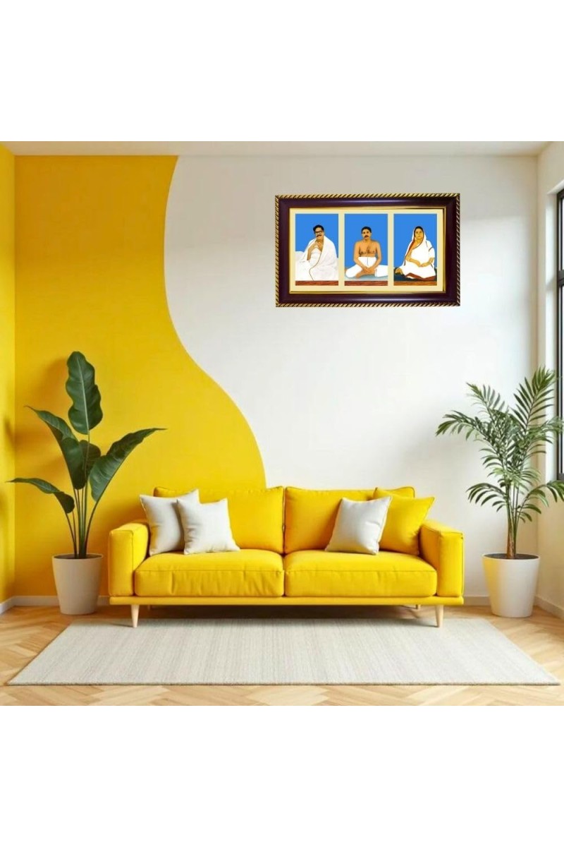 Swami Vivekananda Ramakrishna Paramhansa Sarada Photo Frame 12x8 Inch | Glossy Maroon Polystyrene Frame | Divine Wall & Table Decor | Temple Decoration & Gift Item (Pack Of 1) (F20980)