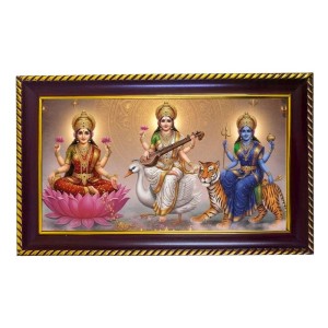 Tridevi Photo Frame 8x4 Inch | Glossy Maroon Polystyrene Frame | Divine Wall & Table Decor | Temple Decoration & Gift Item (Pack Of 1) (F20195)