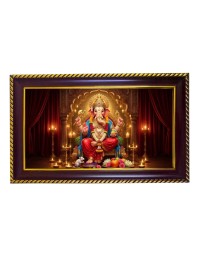 Lord Ganesha Photo Frame 8x4 Inch | Glossy Maroon Polystyrene Frame | Divine Wall & Table Decor | Temple Decoration & Gift Item (Pack Of 1) (F20298)