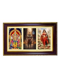 Murgun-Shiva-Parvti Photo Frame 8x4 Inch | Glossy Maroon Polystyrene Frame | Divine Wall & Table Decor | Temple Decoration & Gift Item (Pack Of 1) (F21450)