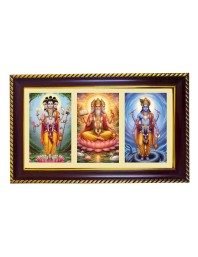Dattatrey-Bramha-Vishnu Photo Frame 12x8 Inch | Glossy Maroon Polystyrene Frame | Divine Wall & Table Decor | Temple Decoration & Gift Item (Pack Of 1) (F21442)