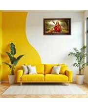 Mata Shailputri Photo Frame 10x6 Inch | Glossy Maroon Polystyrene Frame | Divine Wall & Table Decor | Temple Decoration & Gift Item (Pack Of 1) (F20707)