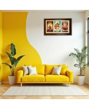 Shiva-Parvti-Ganesha Photo Frame 10x6 Inch | Glossy Maroon Polystyrene Frame | Divine Wall & Table Decor | Temple Decoration & Gift Item (Pack Of 1) (F20914)