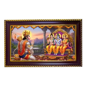 Lord Ram Laxman Hanuman Photo Frame 14x10 Inch | Glossy Maroon Polystyrene Frame | Divine Wall & Table Decor | Temple Decoration & Gift Item (Pack Of 1) (F20229)