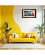 Shiva Vishnu-Bramha Photo Frame 10x6 Inch | Glossy Maroon Polystyrene Frame | Divine Wall & Table Decor | Temple Decoration & Gift Item (Pack Of 1) (F20879)