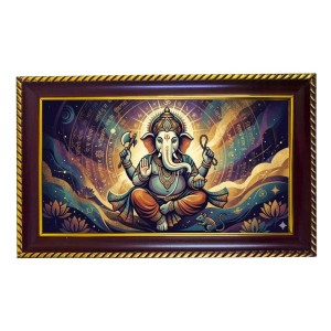 Lord Ganesh Photo Frame 10x6 Inch | Glossy Maroon Polystyrene Frame | Divine Wall & Table Decor | Temple Decoration & Gift Item (Pack Of 1) (F20565)