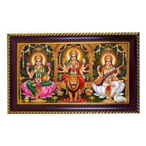 TriDevi Photo Frame 8x4 Inch | Glossy Maroon Polystyrene Frame | Divine Wall & Table Decor | Temple Decoration & Gift Item (Pack Of 1) (F20132)