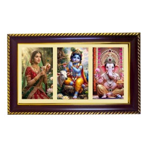 Radha-Krishna-Ganesha Photo Frame 12x8 Inch | Glossy Maroon Polystyrene Frame | Divine Wall & Table Decor | Temple Decoration & Gift Item (Pack Of 1) (F21320) Radha-Krishna-Ganesha Photo Frame 12x8 Inch | Glossy Maroon Polystyrene Frame | Divine Wall & Table Decor | Temple Decoration & Gift Item (Pack Of 1) (F21320)