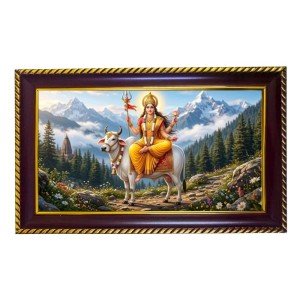 Maa Shailputri Photo Frame 8x4 Inch | Glossy Maroon Polystyrene Frame | Divine Wall & Table Decor | Temple Decoration & Gift Item (Pack Of 1) (F20706) Maa Shailputri Photo Frame 8x4 Inch | Glossy Maroon Polystyrene Frame | Divine Wall & Table Decor | Temple Decoration & Gift Item (Pack Of 1) (F20706)
