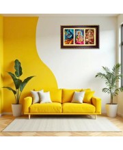 Shiva-Parvti-Ganesha Photo Frame 10x6 Inch | Glossy Maroon Polystyrene Frame | Divine Wall & Table Decor | Temple Decoration & Gift Item (Pack Of 1) (F20867)